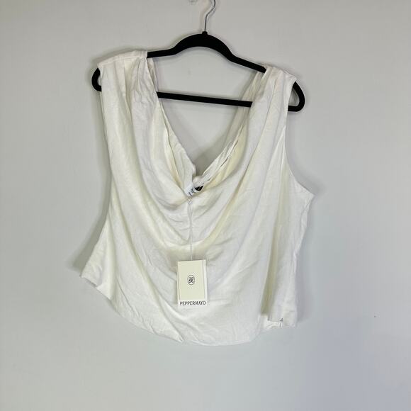 NEW Peppermayo Marissa Linen One Shoulder Top White Women’s US 16 - Picture 2 of 10